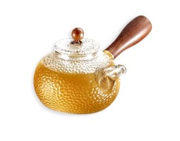 ""Oriental" glass teapot 300ml with mahogany handle + steel strainer